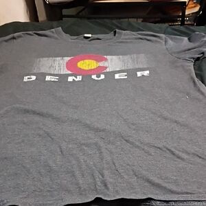 Anvil Gray Denver Graphic T-Shirt with Red & Yellow Logo